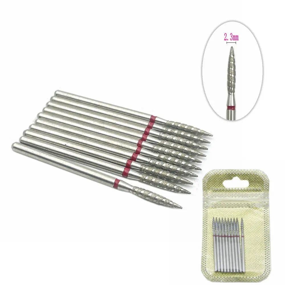 image-10Pcs Flame Nail Drill Bits Diamond Cutters for Manicure Cuticle Clean Burr Diamond Mill Nails Accessories Tool