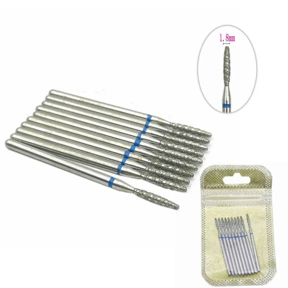 image-10Pcs Flame Nail Drill Bits Diamond Cutters for Manicure Cuticle Clean Burr Diamond Mill Nails Accessories Tool