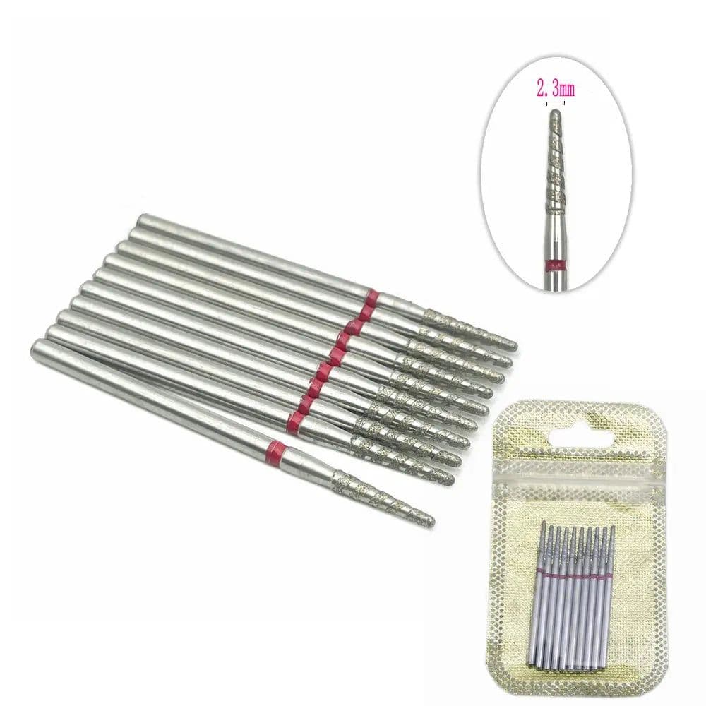 image-10Pcs Flame Nail Drill Bits Diamond Cutters for Manicure Cuticle Clean Burr Diamond Mill Nails Accessories Tool
