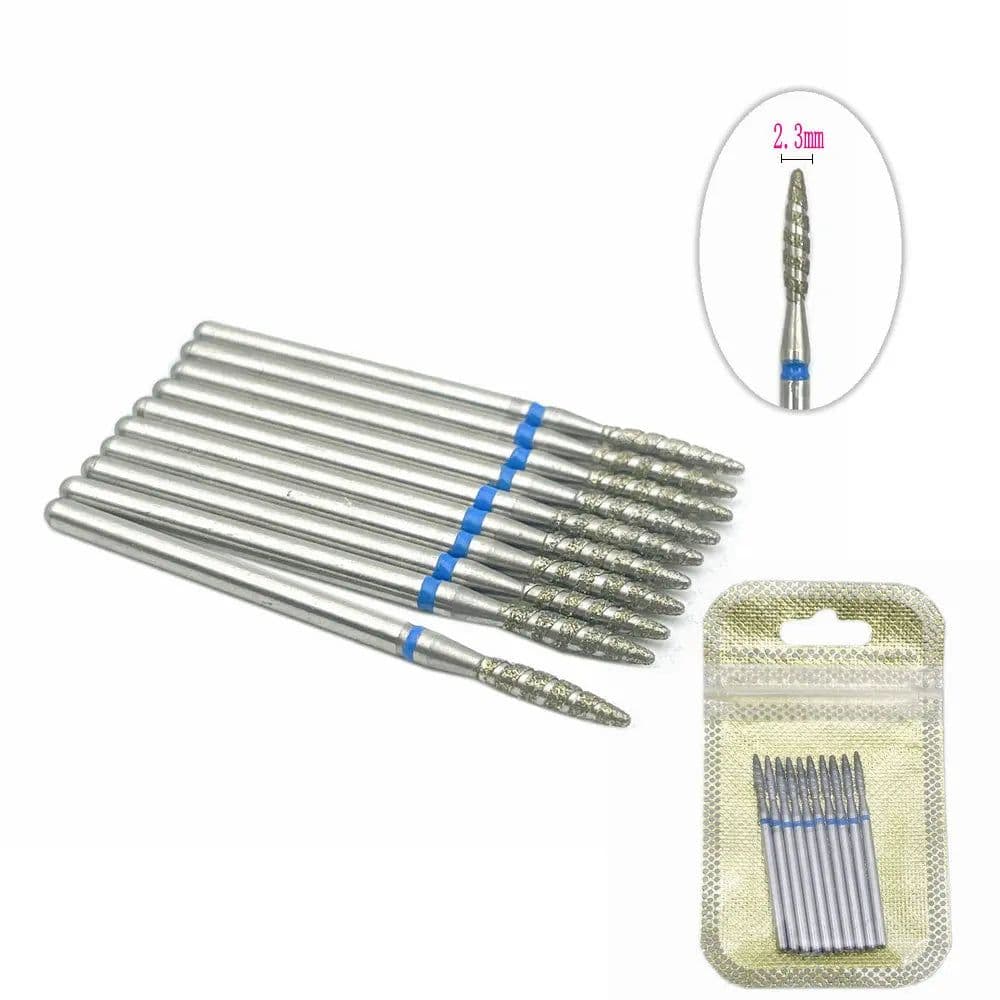 image-10Pcs Flame Nail Drill Bits Diamond Cutters for Manicure Cuticle Clean Burr Diamond Mill Nails Accessories Tool