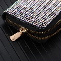image-Women Card Storage Bag Stylish Coin Purse Rhinestone Small Wallet for Women Zipper Change Card Holder Wallets