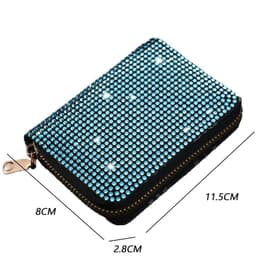 image-Women Card Storage Bag Stylish Coin Purse Rhinestone Small Wallet for Women Zipper Change Card Holder Wallets