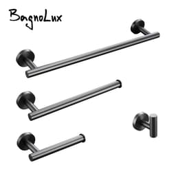 image-Bagnolux Stainless Steel Gun Gray Black Polished Chrome Brushed Gold Hanger Hook Towel Bar Paper Holder Bathroom Accessories