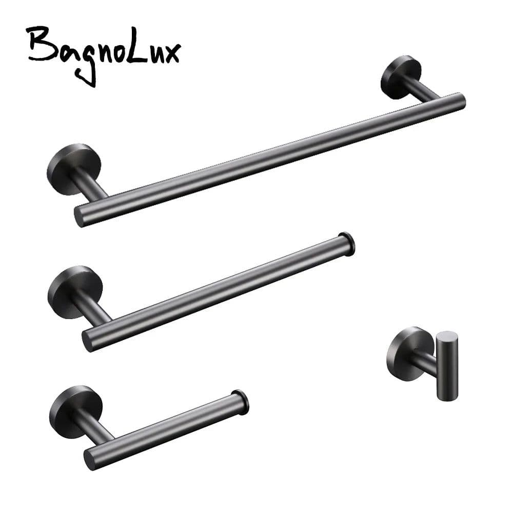 image-Bagnolux Stainless Steel Gun Gray Black Polished Chrome Brushed Gold Hanger Hook Towel Bar Paper Holder Bathroom Accessories