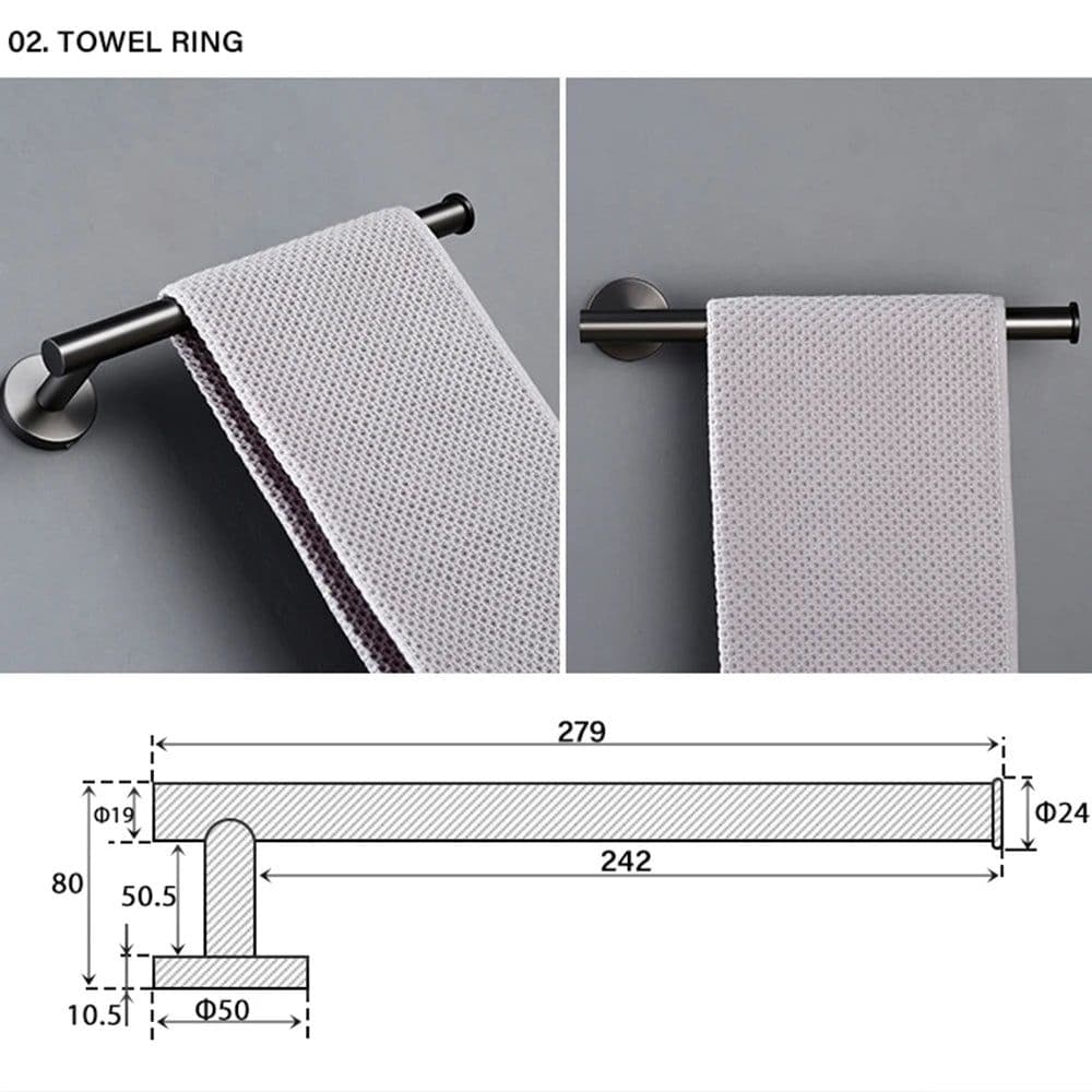 image-Bagnolux Stainless Steel Gun Gray Black Polished Chrome Brushed Gold Hanger Hook Towel Bar Paper Holder Bathroom Accessories