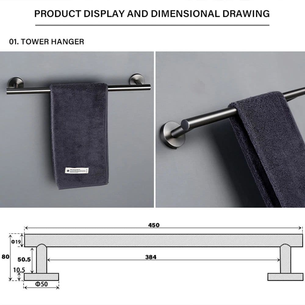 image-Bagnolux Stainless Steel Gun Gray Black Polished Chrome Brushed Gold Hanger Hook Towel Bar Paper Holder Bathroom Accessories