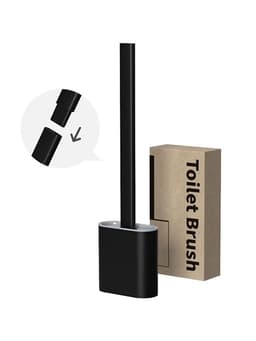 image-Soft Silicone Head Toilet Brush with Holder Black Wall-mounted Detachable Handle Bathroom Cleaner Durable WC Accessories