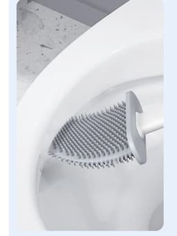 image-Soft Silicone Head Toilet Brush with Holder Black Wall-mounted Detachable Handle Bathroom Cleaner Durable WC Accessories