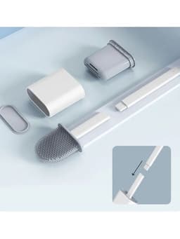 image-Soft Silicone Head Toilet Brush with Holder Black Wall-mounted Detachable Handle Bathroom Cleaner Durable WC Accessories
