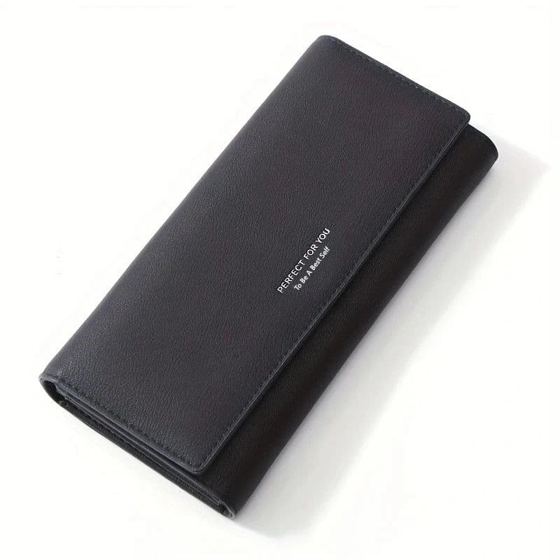 image-New Simple Women Leather Wallet Designer Clutch Female Long Wallets Ladies Purses Strap Money Clip Card Holder Carteras