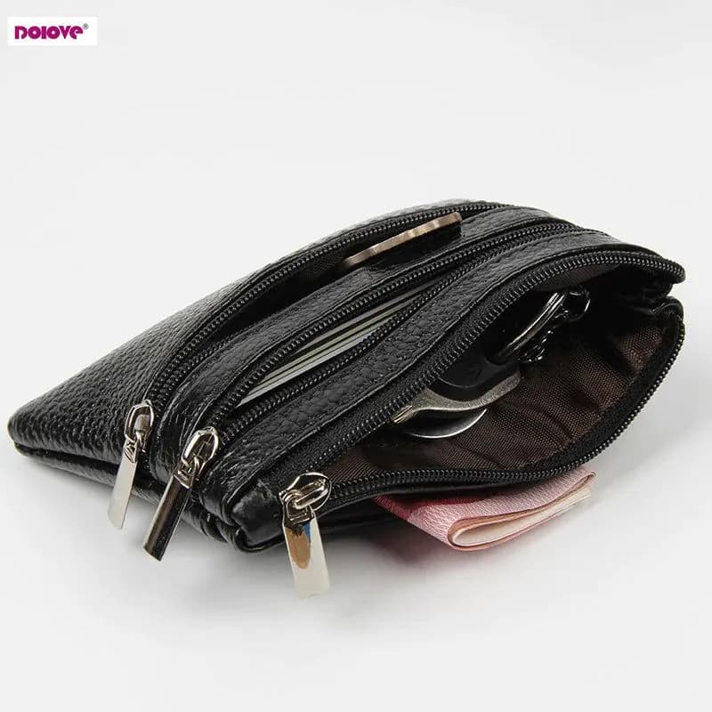 image-DOLOVE Brand New Genuine Leather Coin Purse Women Small Wallet Change Purses Money bag Zipper Card Holder Dollar Wallets