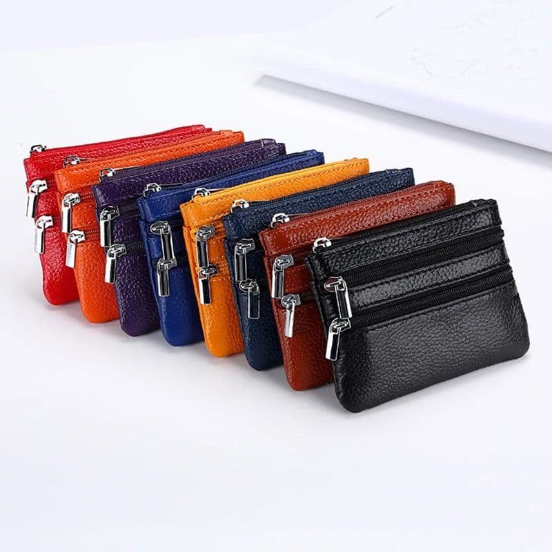 image-DOLOVE Brand New Genuine Leather Coin Purse Women Small Wallet Change Purses Money bag Zipper Card Holder Dollar Wallets