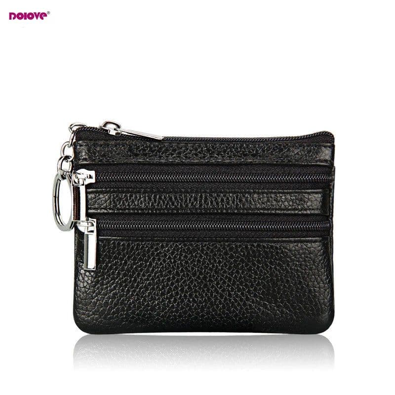 image-DOLOVE Brand New Genuine Leather Coin Purse Women Small Wallet Change Purses Money bag Zipper Card Holder Dollar Wallets