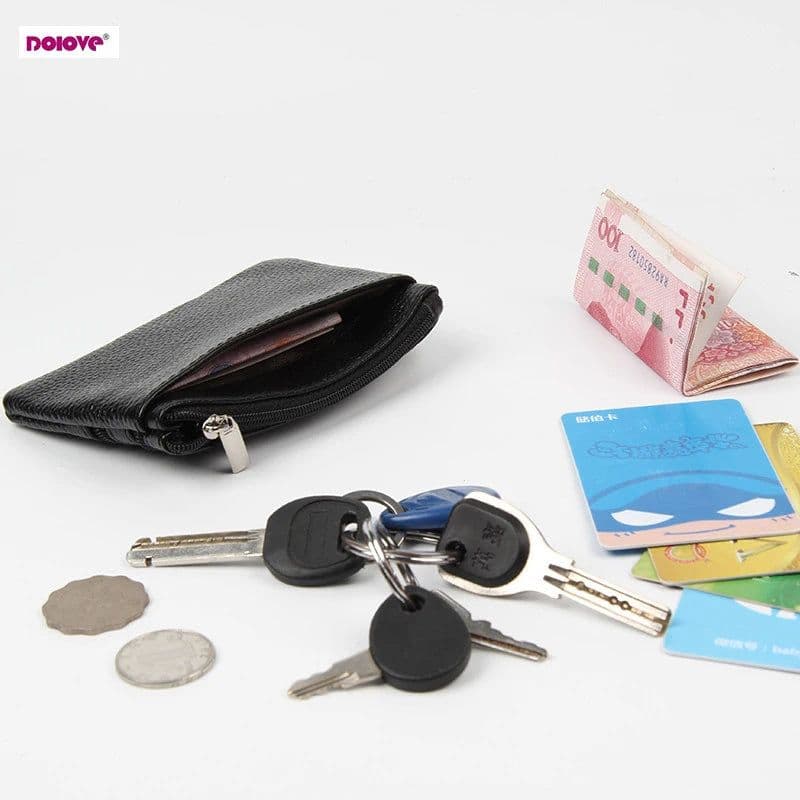 image-DOLOVE Brand New Genuine Leather Coin Purse Women Small Wallet Change Purses Money bag Zipper Card Holder Dollar Wallets