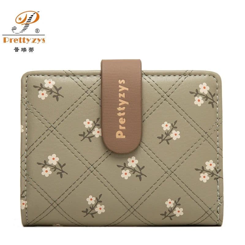 image-Women's Short Wallet Floral Printed PU Card Holder Fashion Small Tri-fold Coin Purse Card Cash Storage Pouch
