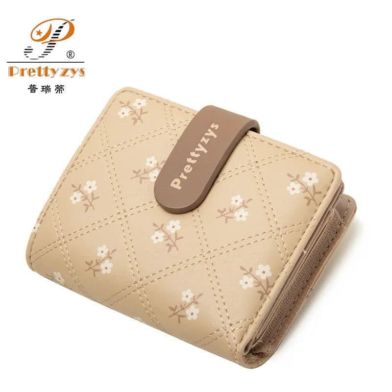 image-Women's Short Wallet Floral Printed PU Card Holder Fashion Small Tri-fold Coin Purse Card Cash Storage Pouch