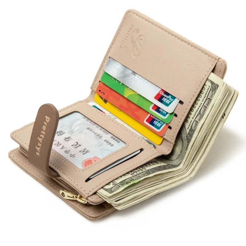 image-Women's Short Wallet Floral Printed PU Card Holder Fashion Small Tri-fold Coin Purse Card Cash Storage Pouch