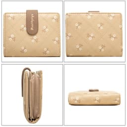 image-Women's Short Wallet Floral Printed PU Card Holder Fashion Small Tri-fold Coin Purse Card Cash Storage Pouch