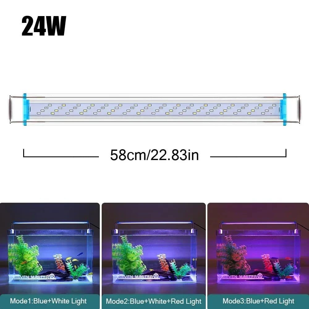 image-18-58CM Super Slim LED Aquarium Lighting Aquatic Plant Light 90~260V Extensible Waterproof Clip on Lamp for Fish Tank Supplies
