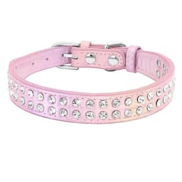 image-Crystal Small Dog Collar Leather Rhinestone Pet Dogs Collar Padded Puppy Cat Collars Adjustable for Small Dogs Chihuahua