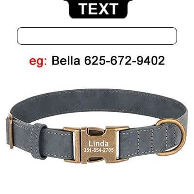 image-Personalized Anti-lost Dog Collar Custom Dog ID Tag Collars Soft Pu Leather Pet Collars Free Engraved Metal Buckle For Bulldog