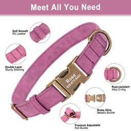 image-Personalized Anti-lost Dog Collar Custom Dog ID Tag Collars Soft Pu Leather Pet Collars Free Engraved Metal Buckle For Bulldog