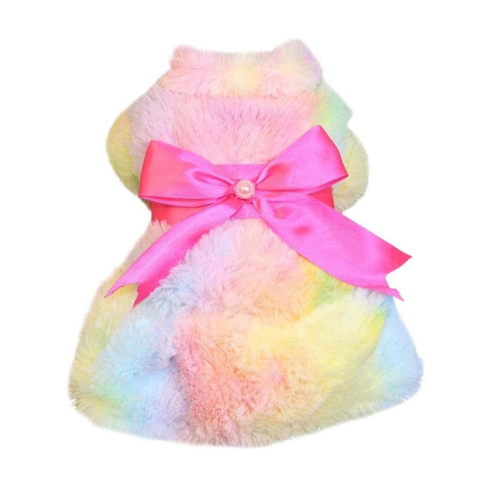 image-Winter Pet Clothes Plush Coat Leopard Print Dress for Small Dog Cat Jacket Fluffy Faux Bowknot Skirt Bulldog Pug Poodle