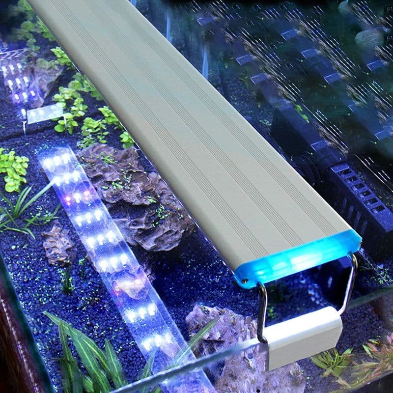 image-Aquarium LED Light Super Slim Fish Tank Aquatic Plant Grow Lighting Waterproof Bright Clip Lamp Blue LED 18-75cm for Plants 220v