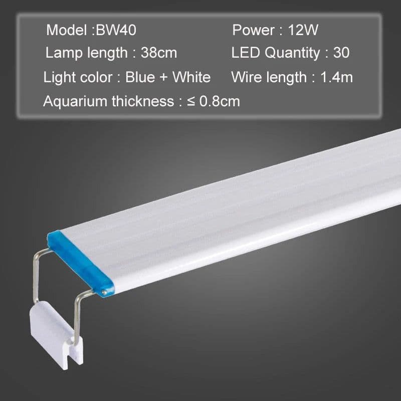 image-Aquarium LED Light Super Slim Fish Tank Aquatic Plant Grow Lighting Waterproof Bright Clip Lamp Blue LED 18-75cm for Plants 220v