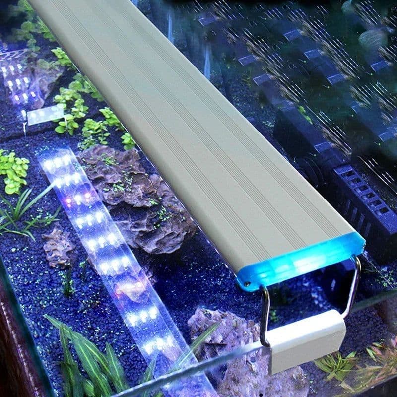 image-Aquarium LED Light Super Slim Fish Tank Aquatic Plant Grow Lighting Waterproof Bright Clip Lamp Blue LED 18-75cm for Plants 220v