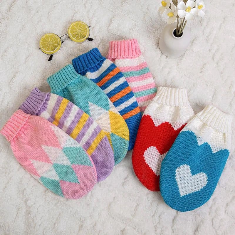 image-Puppy Cat Sweater Winter Warm Pet Clothes for Small Dogs Chihuahua Vest French Bulldog Knitted Sweater Schnauzer Kitten Costume