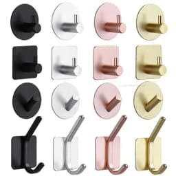 image-Adhesive Wall Hooks Mounted Door Key Cloth Coat Bathroom Robe Hanger Kitchen Hardware Rack Shelf Bag Hook Organizer For Hanging
