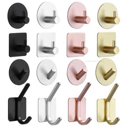 image-Adhesive Wall Hooks Mounted Door Key Cloth Coat Bathroom Robe Hanger Kitchen Hardware Rack Shelf Bag Hook Organizer For Hanging