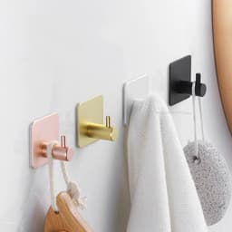image-Adhesive Wall Hooks Mounted Door Key Cloth Coat Bathroom Robe Hanger Kitchen Hardware Rack Shelf Bag Hook Organizer For Hanging