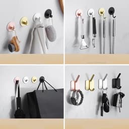 image-Adhesive Wall Hooks Mounted Door Key Cloth Coat Bathroom Robe Hanger Kitchen Hardware Rack Shelf Bag Hook Organizer For Hanging