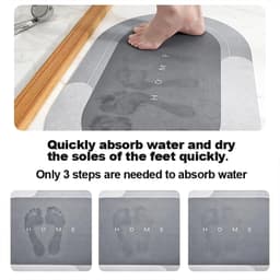 image-Super Absorbent Bathroom Mat Non-slip Toilet Non-slip Bathtub Mat Bathroom Entry Door Mat Diatomite Protective Foot Mat