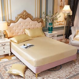 image-Satin Rayon Fitted Sheet Solid Color Mattress Cover With Elastic Band Bed Sheet High-End Home Hotel Bedding Fit Sheet