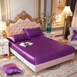 image-Satin Rayon Fitted Sheet Solid Color Mattress Cover With Elastic Band Bed Sheet High-End Home Hotel Bedding Fit Sheet
