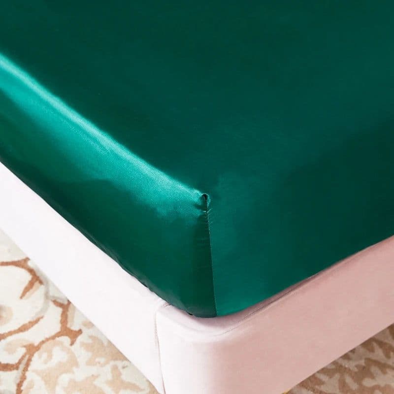 image-Satin Rayon Fitted Sheet Solid Color Mattress Cover With Elastic Band Bed Sheet High-End Home Hotel Bedding Fit Sheet