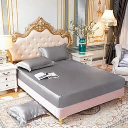 image-Satin Rayon Fitted Sheet Solid Color Mattress Cover With Elastic Band Bed Sheet High-End Home Hotel Bedding Fit Sheet