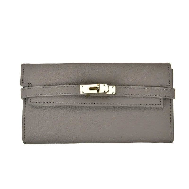 image-2024 Fashion Women's Wallet with Lychee Pattern and Lock Buckle Long Wallet Luxury Cowhide Solid Color Card Holder Coin Purse