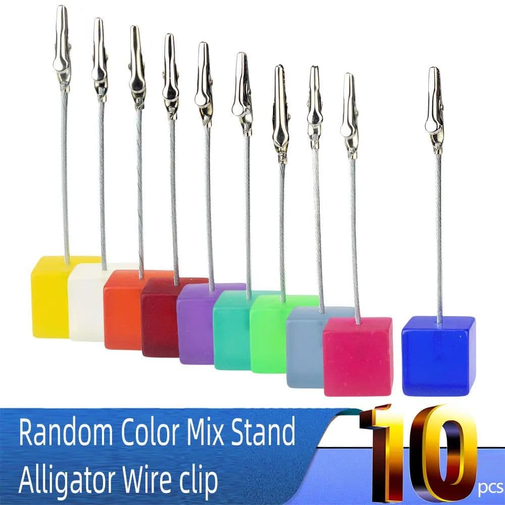 image-Color Cube Stand Alligator Wire Photo Clip,Memo Card Holder,Table Wedding Party Place Favor,Customized Gift Note Clamp
