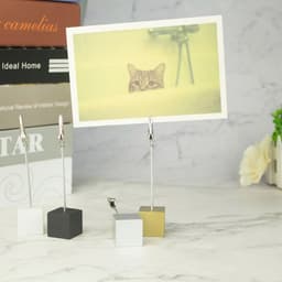 image-Color Cube Stand Alligator Wire Photo Clip,Memo Card Holder,Table Wedding Party Place Favor,Customized Gift Note Clamp