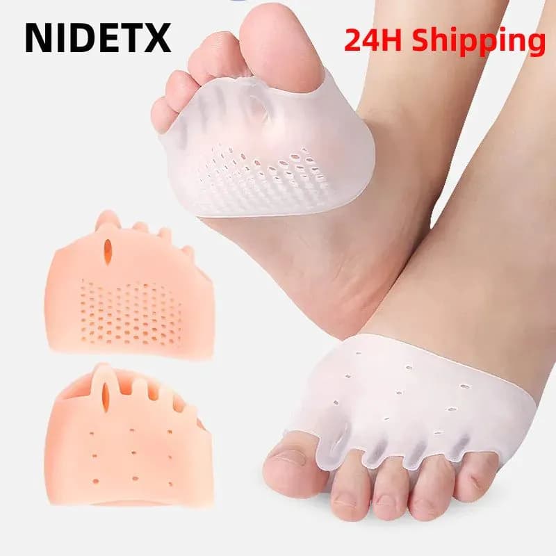 image-2pcs=1pair Toe Separator Hallux Valgus Corrector Finger Bunion Orthotics Protector Overlapping Forefoot Pad Foot Care Pedicure