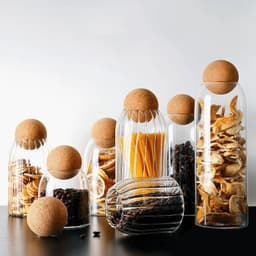 image-storage glass jar with wooden lid bottle kitchen mason jars with lid glass bottle container cereal dispenser canister