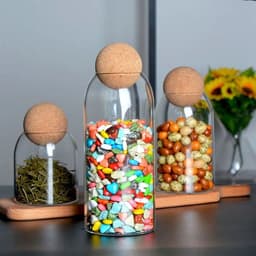 image-storage glass jar with wooden lid bottle kitchen mason jars with lid glass bottle container cereal dispenser canister