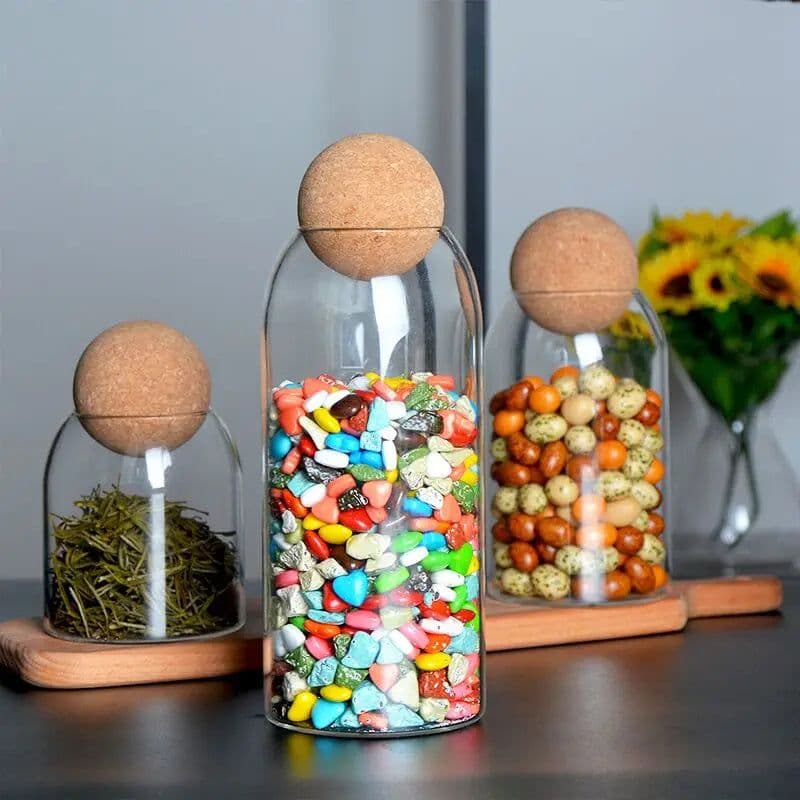 image-storage glass jar with wooden lid bottle kitchen mason jars with lid glass bottle container cereal dispenser canister