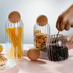 image-storage glass jar with wooden lid bottle kitchen mason jars with lid glass bottle container cereal dispenser canister