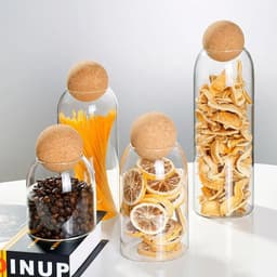 image-storage glass jar with wooden lid bottle kitchen mason jars with lid glass bottle container cereal dispenser canister