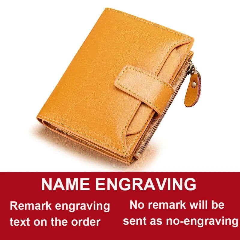image-2024 New Short Women Wallets Genuine Leather Zipper Coin Pocket Women Purse Name Engraved Quality Card Holder Kpop Female Wallet